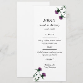 Thistle Scotland Blommigt Watercolor Bröllop Food Meny