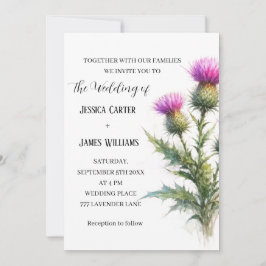 Thistle Scottish Watercolor Rustic Wedding Inbjudningar