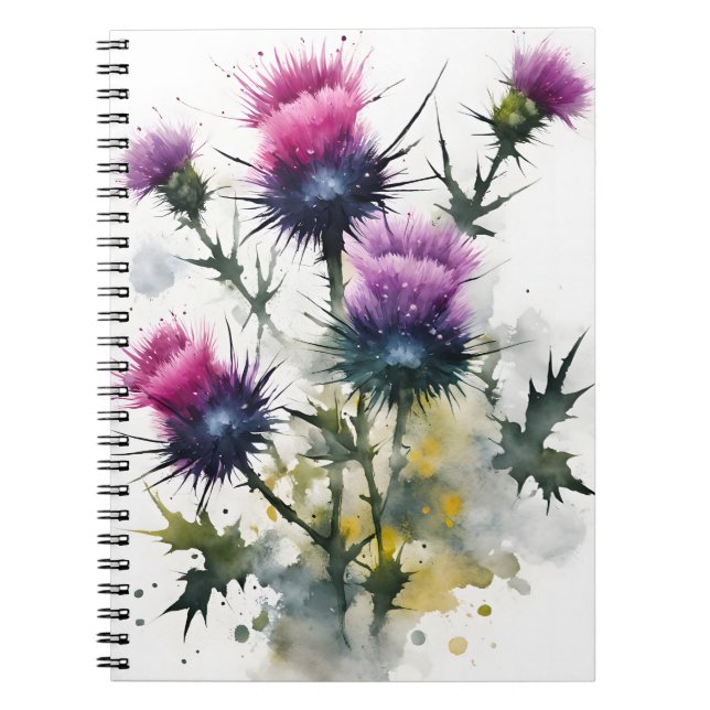 Thistle - Watercolor flowers Anteckningsbok (Framsidan)