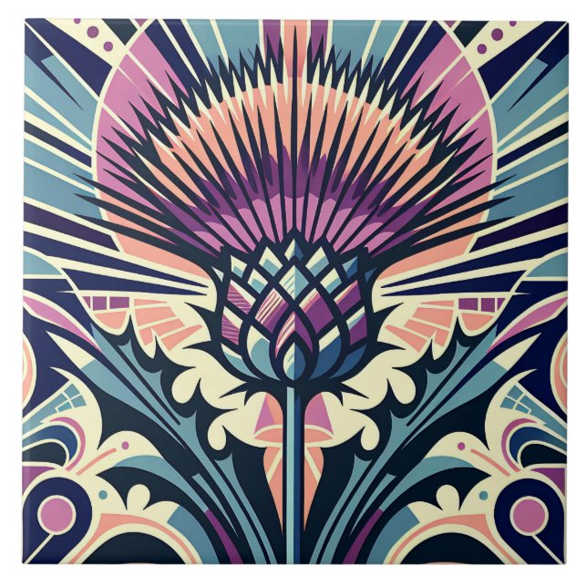 Thistleffektträff Art Deco Kakelplatta (Framsidan)