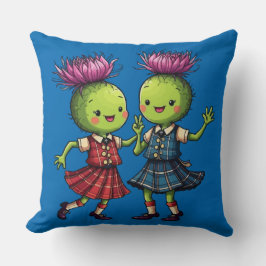 Thistles Wearing Plaid Dancing Scottish Ceilidh Kudde