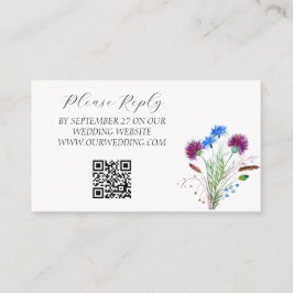 Thisttish Watercolor Lila Blommigt Bröllop Tilläggskort