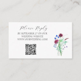 Thisttish Watercolor Lila Blommigt Bröllop Tilläggskort