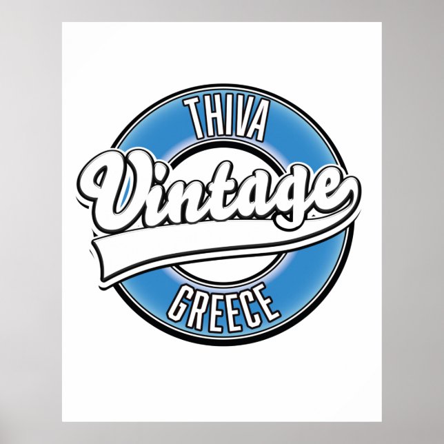 Thiva Grekland vintage logotyp Poster (Framsidan)