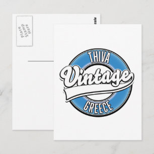 Thiva Grekland vintage logotyp Vykort