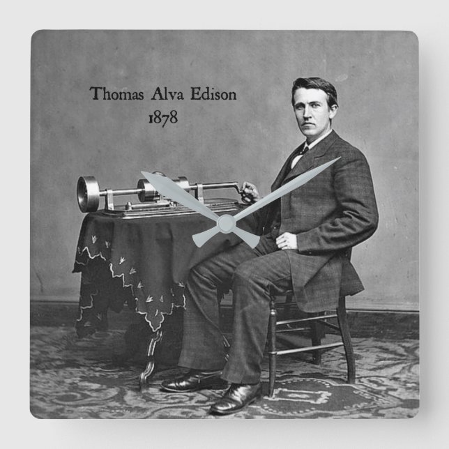 Thomas Alva Edison, 1878 Fyrkantig Klocka (Framsida)
