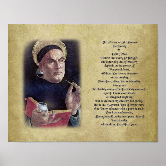 Thomas Aquinas Prayer för renhet. Poster (Framsidan)