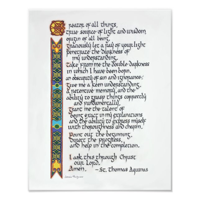 Thomas Aquinas Student Prayer Calligraphy Fototryck (Framsidan)