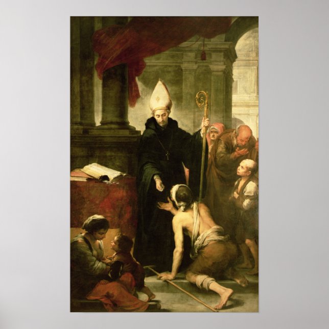 Thomas av Villanueva Distributing Alms, 1678 Poster (Framsidan)