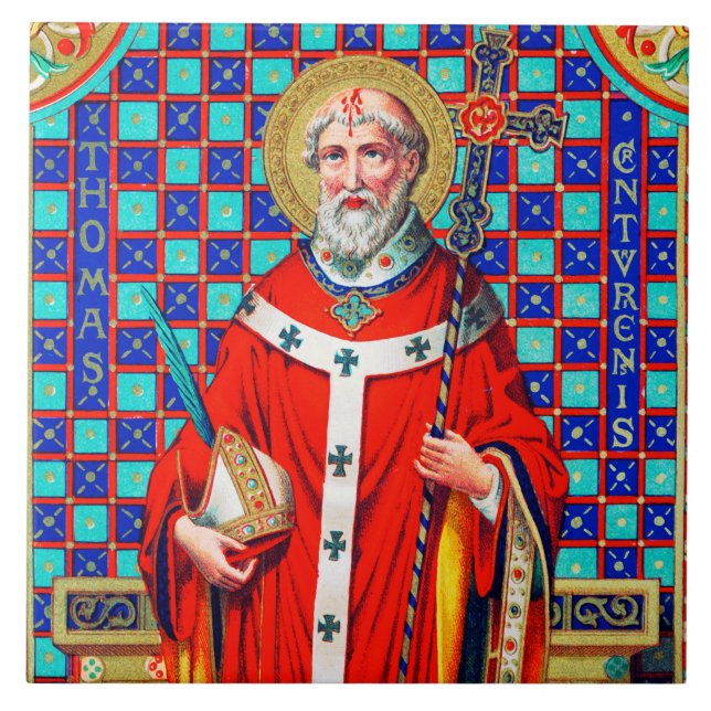 Thomas Becket i Red Chasuble (K 34) Kakelplatta (Framsidan)