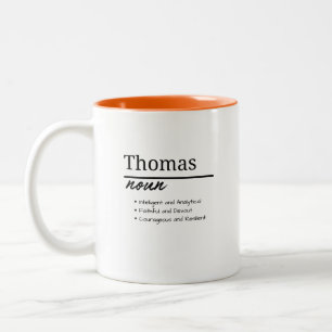 Thomas, Boy Personalized Namndefinition Två-Tonad Mugg