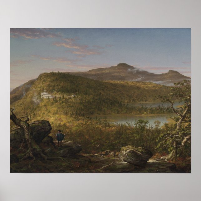 Thomas Cole - A View of the Two Sjöar and Mountain Poster (Framsidan)