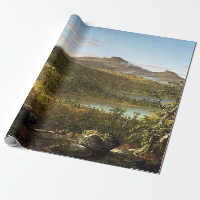 Thomas Cole A View of the Two Sjöar and Mountain Presentpapper (Utrullad)
