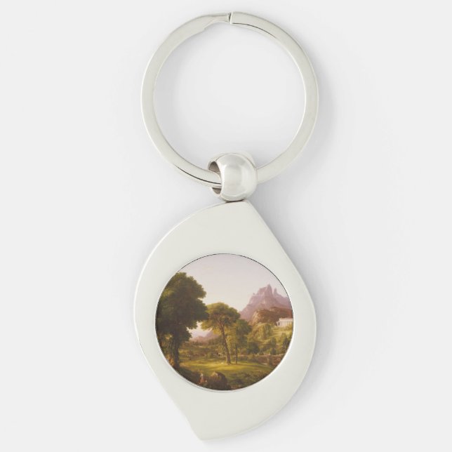 Thomas Cole Dream av Arcadia Swirl Silverfärgad Nyckelring (Framsidan)