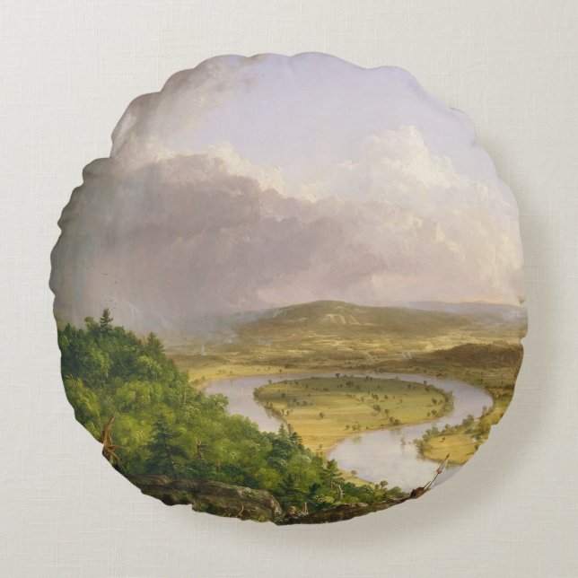Thomas Cole Oxbow the Connecticut River Rund Kudde (Framsidan)