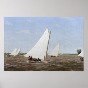 Thomas Eakins - Tävlan för segelbåtar på Delaware Poster