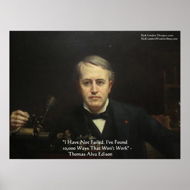 Thomas Edison "10 000 Ways" Wisdom Quote Poster (Framsidan)