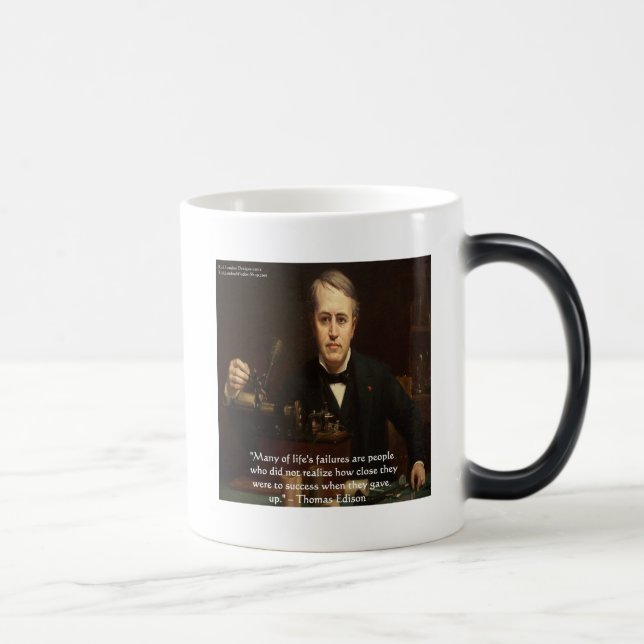 Thomas Edison "B4 Success" Wisdom Quote Gifts Magisk Mugg (Höger)