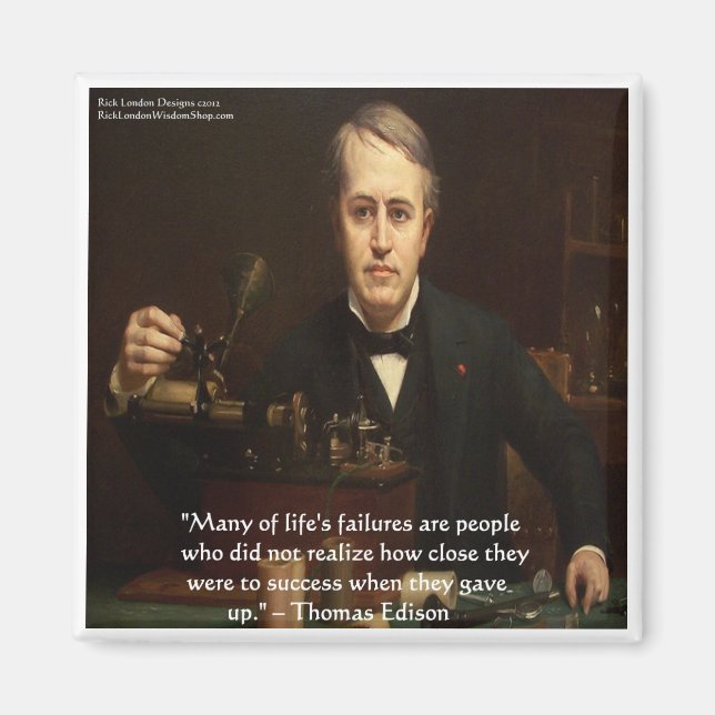 Thomas Edison "B4 Success" Wisdom Quote Gifts Magnet (Framsidan)