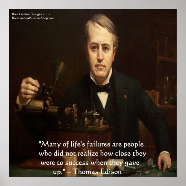 Thomas Edison "B4 Success" Wisdom Quote Poster (Framsidan)