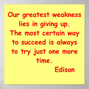 Thomas Edison citationstecken Poster