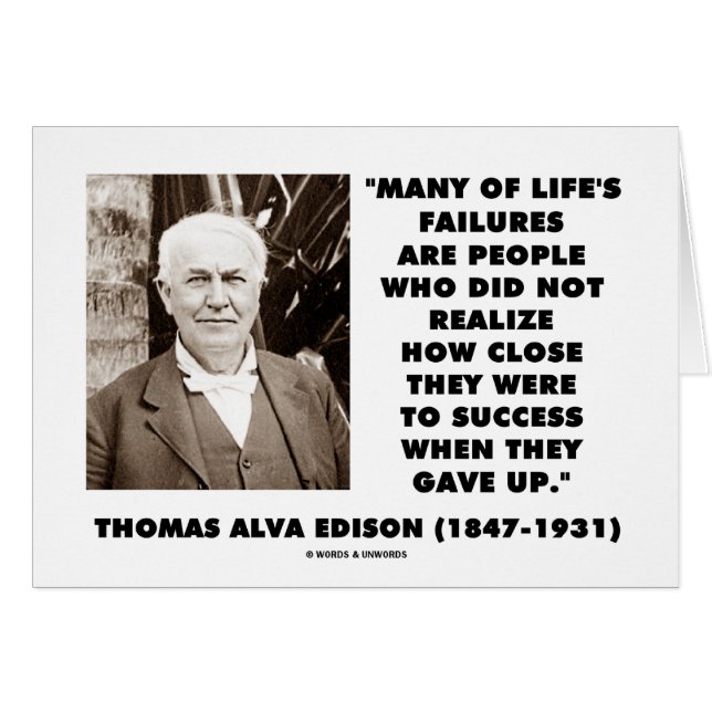 Thomas Edison-fel nära lyckad start Hälsningskort (Framsidan Horizontal)