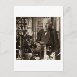 Thomas Edison i hans lab Stereoview Vykort