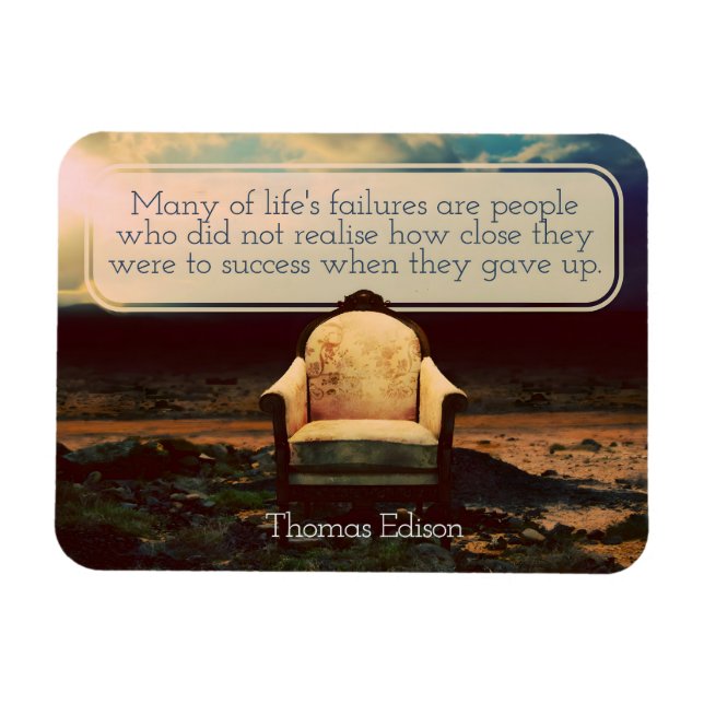 Thomas Edison Inspirational Quote "failures" Magnet (Horisontell)