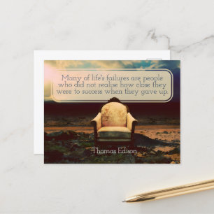 Thomas Edison Inspirational Quote "failures" Vykort