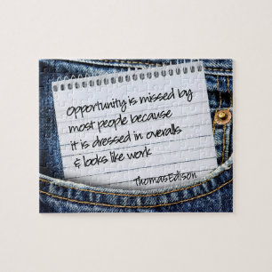 Thomas Edison Inspirational Quote "Opportunity" Pussel