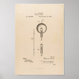 Thomas Edison ljus applikation för kulapatent Poster