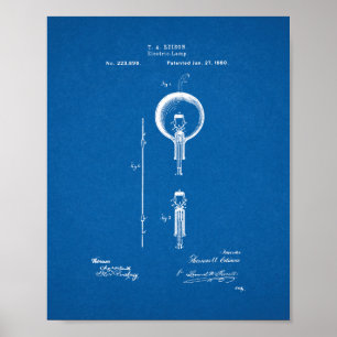 Thomas Edison ljust kulapatent - ritning Poster