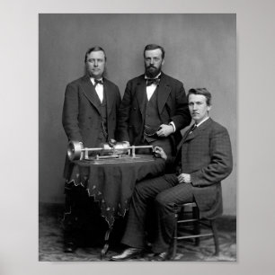 Thomas Edison med sin fonografi Poster