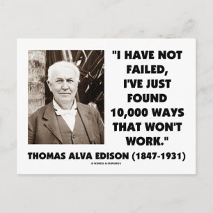 Thomas Edison Misslyckats inte 10 000 sätt att int Vykort