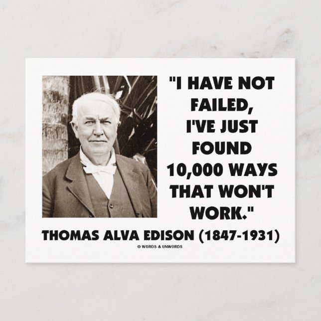 Thomas Edison Misslyckats inte 10 000 sätt att int Vykort (Framsida)
