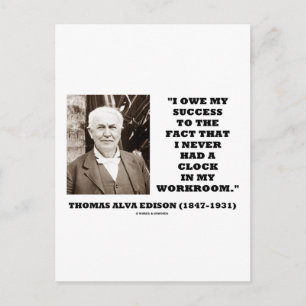 Thomas Edison Owe Success hade aldrig haft klocka Vykort