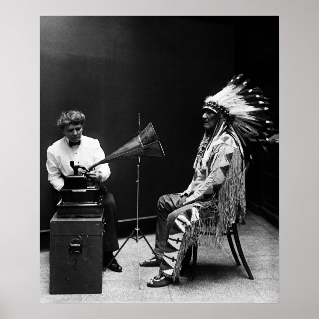 Thomas Edison Phonograph Recording Native American Poster (Framsidan)