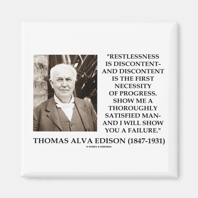 Thomas Edison Restless Discontent Progress Magnet (Framsidan)