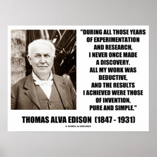 Thomas Edison Results Invention Pure Simple Quote Poster