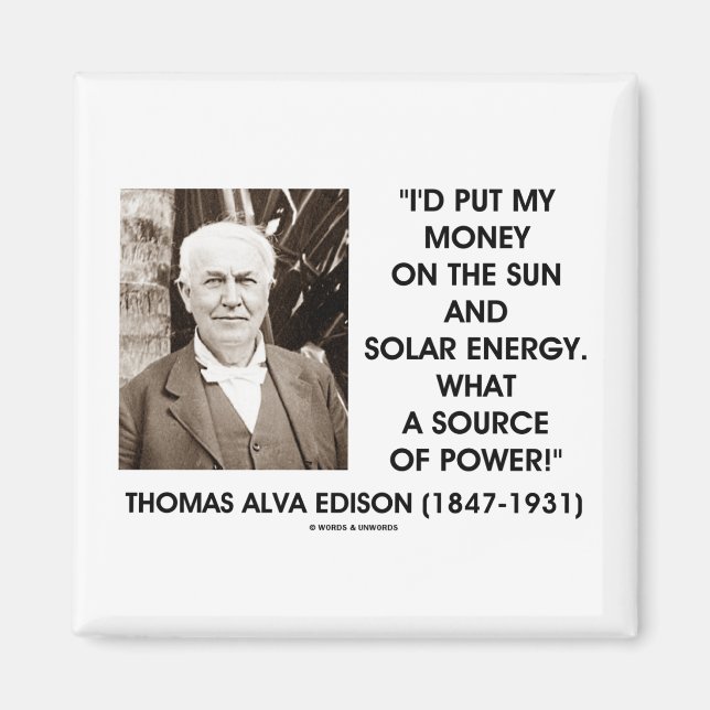 Thomas Edison Sol Solar Energy Source of Power Magnet (Framsidan)