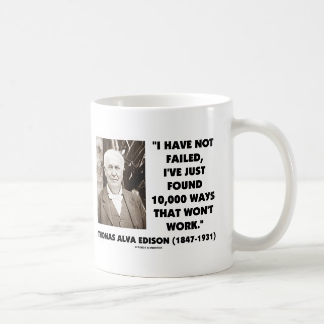 Thomas Edison som inte misslyckas 10.000 ska väg Kaffemugg (Höger)
