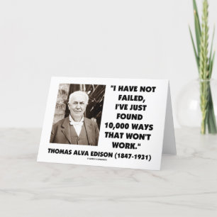 Thomas Edison som inte misslyckas 10.000 ska väg Kort