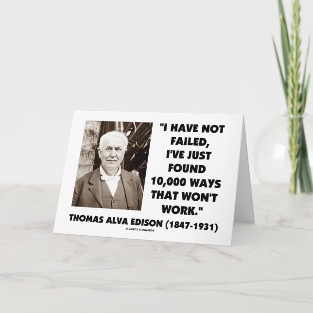 Thomas Edison som inte misslyckas 10.000 ska väg Kort (Framsida)