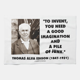 Thomas Edison som uppfinner fantasihögen av skrä Kökshandduk