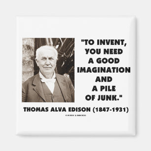 Thomas Edison som uppfinner fantasihögen av skrä Magnet