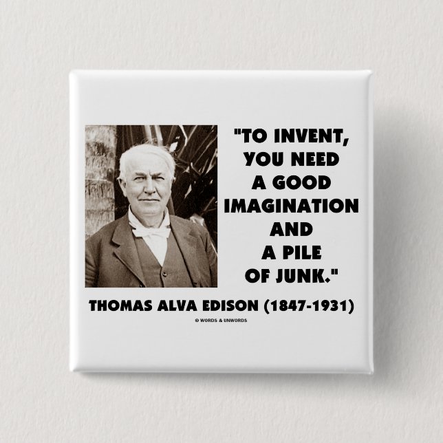 Thomas Edison som uppfinner fantasihögen av skräp Knapp (Framsida)
