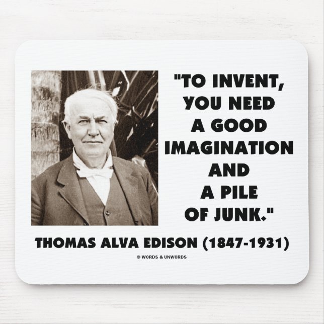 Thomas Edison som uppfinner fantasihögen av skräp Musmatta (Framsidan)