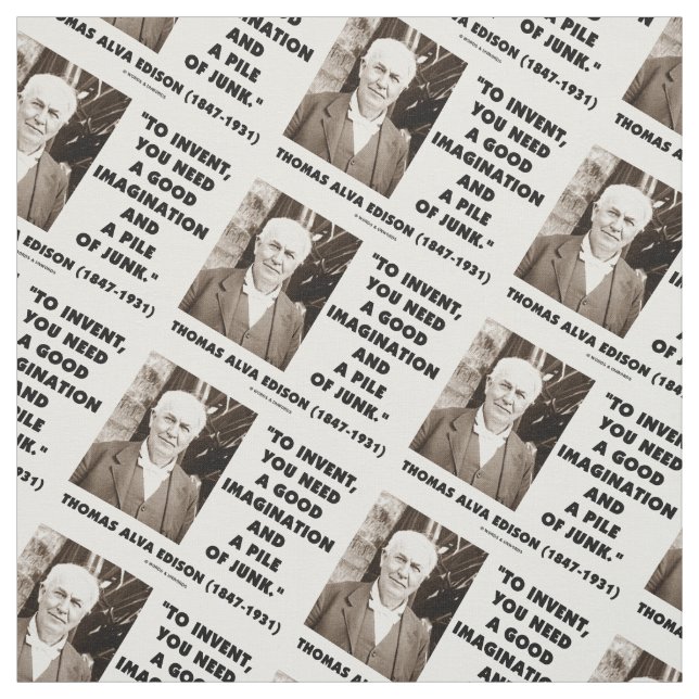 Thomas Edison som uppfinner fantasihögen av skräp Tyg (Provkarta)