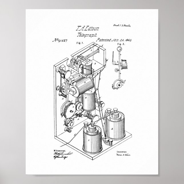 Thomas Edison Telegraph Patent Poster (Framsidan)