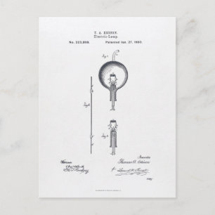 Thomas Edisons patentprogram Light Bulb 1880 Vykort